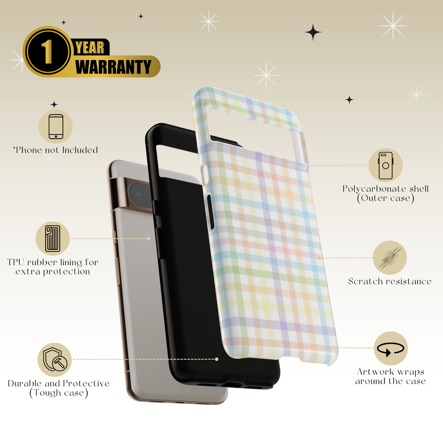 Rainbow Plaid Tough Case