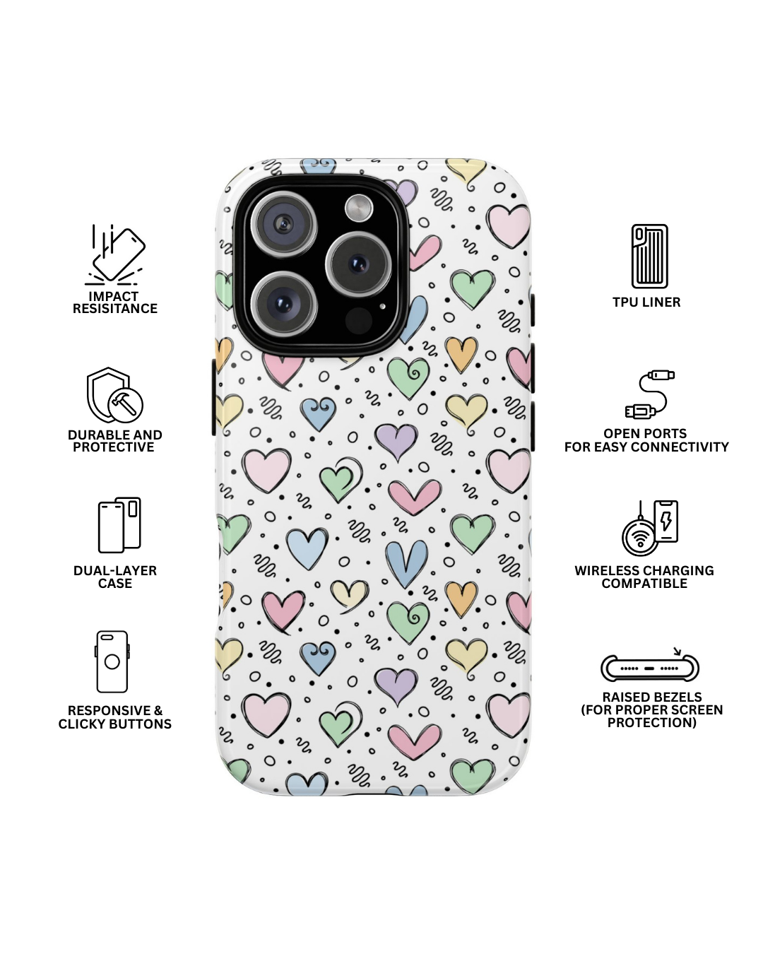 Doodle Hearts Tough Case
