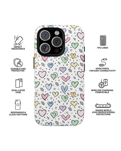Doodle Hearts Tough Case